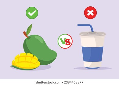 Healthy vs unhealthy food. food nutrition concept. Colored flat vector illustration isolated.