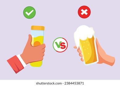 Healthy vs unhealthy food. food nutrition concept. Colored flat vector illustration isolated.