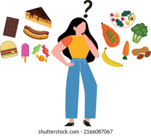 Healthy Vs Unhealthy Food Vector Illustration.