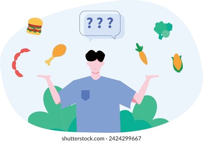 Healthy Vs Unhealthy Food Vector Flat Illustration, Healthy Concept Flat Illustration, Healthy Vector Design