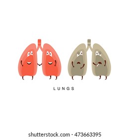 Healthy Vs Unhealthy Lungs Infographic Illustration