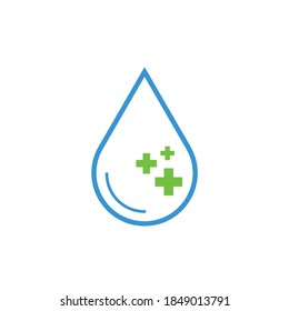 Vector del logotipo del icono de agua saludable, adecuado para el signo o la etiqueta adhesiva o el logotipo. Vector de icono de agua de gota aislado en blanco.