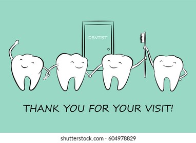 Healthy white teeth with a toothbrush. Vector illustration.