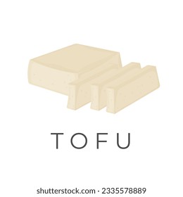 Healthy White Tofu Cutout Illustration Logo