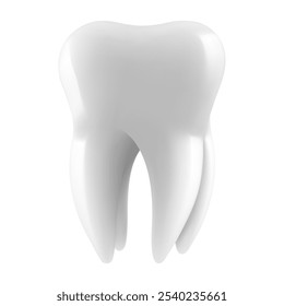 Healthy white tooth close up isolated on white background. Dental, medicine and health concept design element. Realistic 3d vector illustration,