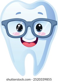 Healthy white tooth in glasses with a beautiful smile