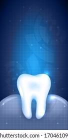 Healthy white tooth and gums illustration, abstract blue dental design