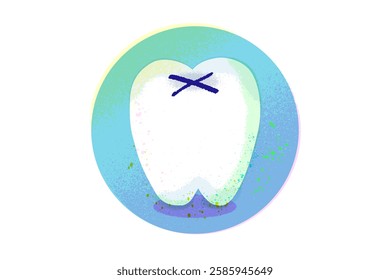 Healthy white tooth icon. Oral dental hygiene. Blue background. Isolated. Vector illustration