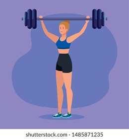 healthy woman with weight to fitness activity