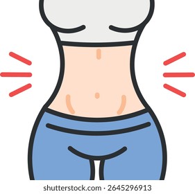 Healthy Woman's Six Pack Abs Drawing