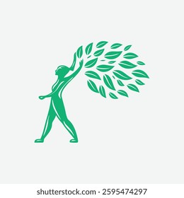 Healthy women with plant leaves logo