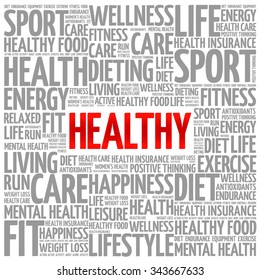 HEALTHY word cloud background, health concept