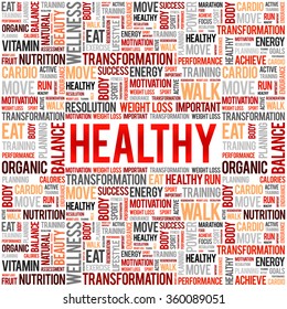 HEALTHY word cloud background, health concept