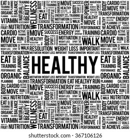 HEALTHY word cloud background, health concept
