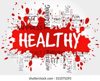 HEALTHY word cloud, fitness, sport, health concept