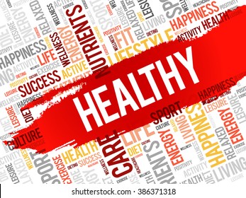 HEALTHY word cloud, fitness, sport, health concept