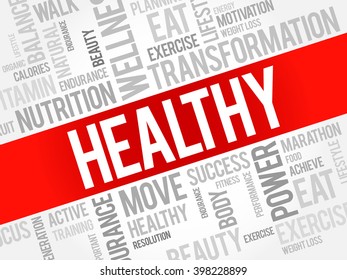 HEALTHY word cloud, fitness, sport, health concept