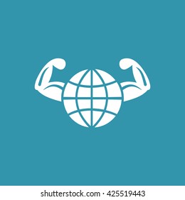 Healthy World or Globe & hand Icon. Eps-10.