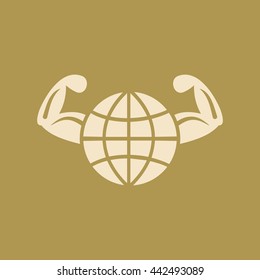 Healthy World or Globe & hand Icon. Eps-10.
