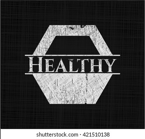 Healthy written with chalkboard texture