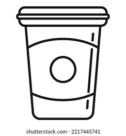 Healthy yoghurt icon outline vector. Probiotic bacteria. Good intestine
