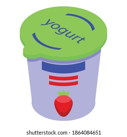 Healthy yogurt food icon. Isometric of healthy yogurt food vector icon for web design isolated on white background