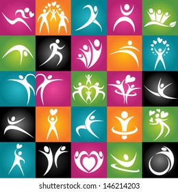 Healthy Young Adults. Active jumping people. Vector Illustration. Graphic Design Editable For Your Design.