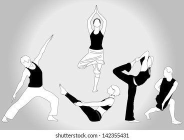 Healthy young people doing yoga