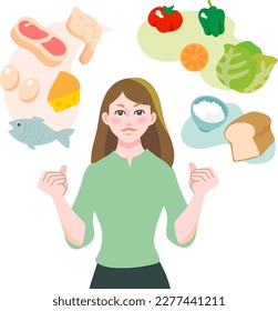 A healthy young woman with a balanced diet