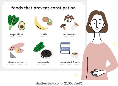 a healthy young woman and foods that prevent constipation