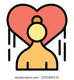 Healthy zen icon outline vector. Girl meditation. Person exercise color flat