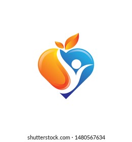 Healty apple food logo vector