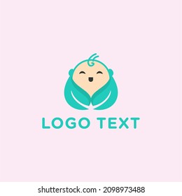 Healty baby and leaf logo vector design