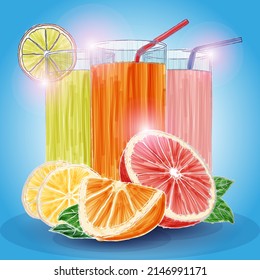 healty citrus juice with fruit slices