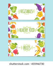 Healty food cartoon representing banners