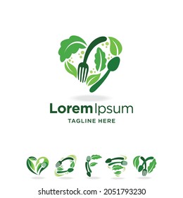 healty food logo set, with multiple concept