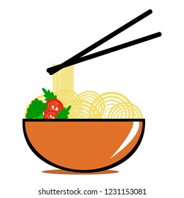 healty noodle and vegetable vector illustration