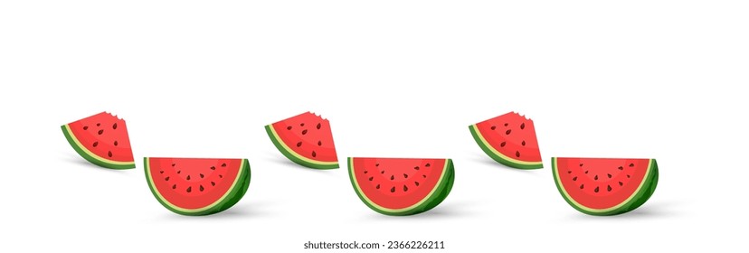 A Healty watermelon fruits pieces cut on isolated background banner templateVector banner template design