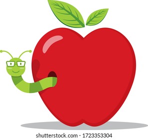 Healtylife apple with caterpillar vector logo