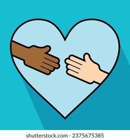 heands reaching in a heart, vector illustration 