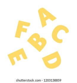 Heap of Alphabet pasta vector flat material design isolated on white