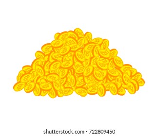 Heap bitcoins. Treasures of Cryptocurrency. lot of virtual money. Vector illustration