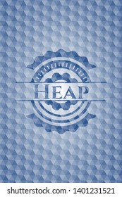 Heap blue badge with geometric pattern background. Vector Illustration. Detailed.