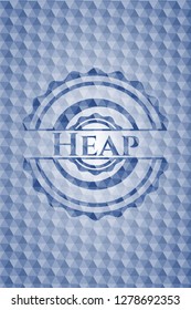 Heap bluHeap blue polygonal badge.e emblem with geometric pattern.