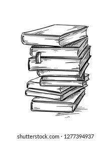 Heap Books Line Drawig Stock Illustration 1809271810 | Shutterstock