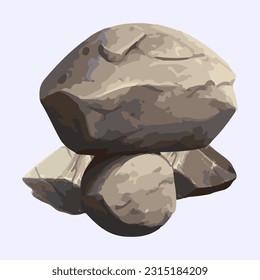 heap of boulders detailed 3d illustration