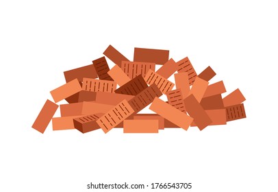 Material de construcción de montón. Montón de ladrillo rojo. Las ilustraciones vectoriales pueden utilizarse para obras de construcción, obras y ladrillo rojo de la industria