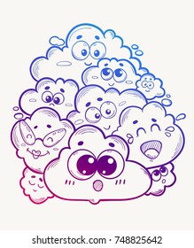 A heap of cheerful clouds, a vector illustration.