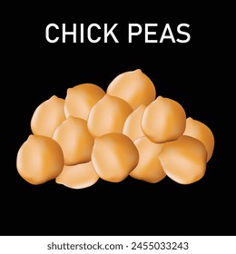 Heap of chick peas with black background.