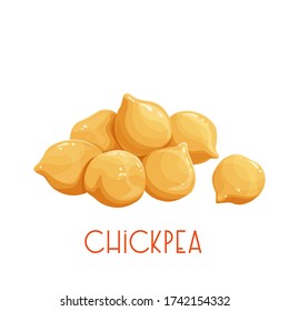 Heap of chickpeas vector illustration. Handful of chickpea seed close-up.